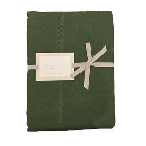 Green Hemstitched Linen Tablecloth